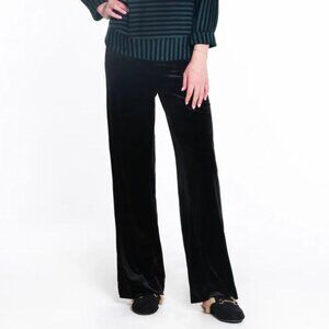 Tru Luxe Women's Black Wide Leg Velvet 5 Pocket Pant size 4